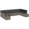 10-delars trädgårdssoffset med kuddar grå poly rattan vidaXL 344 x 209 x 85 cm – miniatyr 2