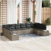 10-delars trädgårdssoffset med kuddar grå poly rattan vidaXL 344 x 209 x 85 cm – miniatyr 1