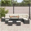 10-delars trädgårdssoffset med kuddar svart poly rattan akacia vidaXL Medium – miniatyr 3