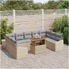 10-delars utegrupp med kuddar i beige poly rattan vidaXL 100 x 55 x 73 cm – miniatyr 3