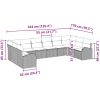 10 Delars Utegrupp med Kuddar i Ljusgrå Poly Rattan vidaXL 344 x 179 x 85 cm – miniatyr 11