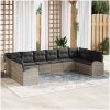 10 Delars Utegrupp med Kuddar i Ljusgrå Poly Rattan vidaXL 344 x 179 x 85 cm – miniatyr 1
