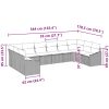 10-delars utematbord med kuddar i brun polyrotting vidaXL 344 x 178,5 x 85 cm – miniatyr 11