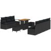 10-delat trädgårdsofa-set med kuddar svart poly rattan akacia vidaXL Medium – miniatyr 2