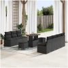 10-delat trädgårdsofa-set med kuddar svart poly rattan akacia vidaXL Medium – miniatyr 1