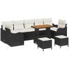 10-delat Trädgårdsofa Set Med Kuddar Svart Poly Rattan Akacia vidaXL Stor – miniatyr 2