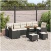 10-delat Trädgårdsofa Set Med Kuddar Svart Poly Rattan Akacia vidaXL Stor – miniatyr 1