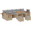 10-delat trädgårdsoff set med kuddar beige polyrotting akaciaträd vidaXL Stor – miniatyr 2