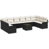 10-delat trädgårdsoff-set med kuddar svart konstrotting vidaXL 55 x 55 x 37 cm – miniatyr 2