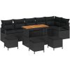 10-delat trädgårdsoff-set med kuddar svart poly rattan akacia vidaXL Stor – miniatyr 2