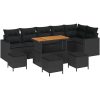 10-delat trädgårdsoff set med kuddar svart poly rattan akacia vidaXL Stor – miniatyr 2