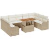 10-delat Trädgårdsoffaset med Dynor Beige Poly Rottak Acacia vidaXL Stor – miniatyr 2
