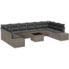 10-delat Trädgårdsoffaset med Kuddar Svart Poly Rattan vidaXL 55 x 55 x 37 cm – miniatyr 2
