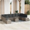 10-delat Trädgårdsoffaset med Kuddar Svart Poly Rattan vidaXL 55 x 55 x 37 cm – miniatyr 1