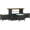 10-delat trädgårdsoffasets med kuddar svart poly rattan akacia vidaXL Stor – miniatyr 4