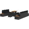 10-delat trädgårdsoffasett med dynor, svart poly rattan vidaXL Stor – miniatyr 4