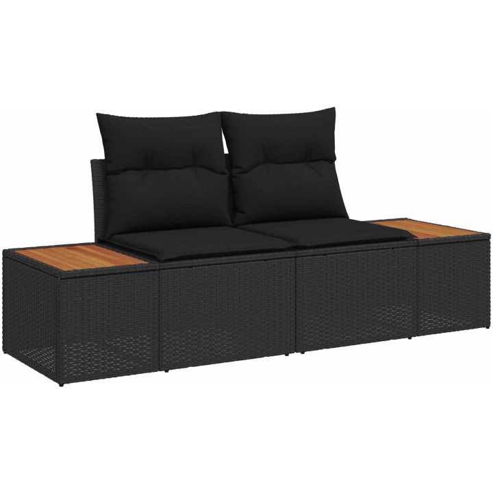 10-delat trädgårdsoffasett med dynor, svart poly rattan vidaXL Stor – bild 7