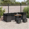10-delat trädgårdsoffasett med kuddar Svart Poly rattan Akacia vidaXL Medium – miniatyr 1