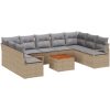 10-delat Trädgårdsoffset med kuddar Beige Poly Rattan Akacia vidaXL Stor – miniatyr 2
