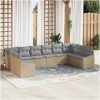 10-delat Trädgårdsoffset med Kuddar Beige Poly Rattan vidaXL 344 x 178,5 x 85 cm – miniatyr 1
