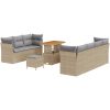 10-delat trädgårdsoffset med kuddar Beige Poly Rotting Akacia vidaXL Medium – miniatyr 2