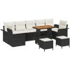 10-delat trädgårdsoffset med kuddar, svart poly rattan akacia vidaXL Stor – miniatyr 2