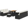 10-delat Trädgårdssofa-set med Kuddar Svart Poly Rattan Akacia vidaXL Stor – miniatyr 2
