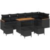 10-delat trädgårdssofa set med kuddar svart poly rattan akacia vidaXL Stor – miniatyr 2