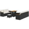 10-delat trädgårdssoff-set med dynor svart polyrotting akacia vidaXL Medium – miniatyr 2