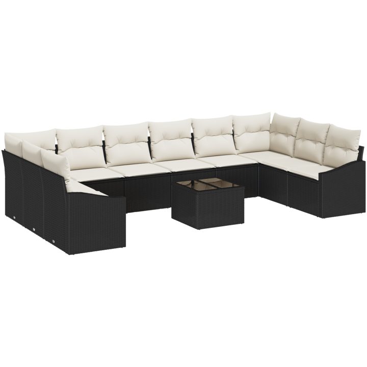 10-delat Trädgårdssoffasett med Kuddar Brun Poly Rattan vidaXL 344 x 178,5 x 85 cm – bild 2
