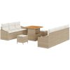 10-delat Trädgårdssoffset med kuddar Beige Poly-rotting Akacia vidaXL Stor – miniatyr 2