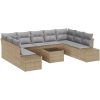 10-delat Trädgårdssoffset med kuddar Svart Poly Rattan vidaXL 289 x 209 x 85 cm – miniatyr 2