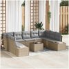 10-delat Trädgårdssoffset med kuddar Svart Poly Rattan vidaXL 289 x 209 x 85 cm – miniatyr 1
