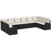 10-delat utemöbelset med kuddar i svart poly-rattan vidaXL 344 x 179 x 85 cm – miniatyr 2