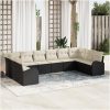 10-delat utemöbelset med kuddar i svart poly-rattan vidaXL 344 x 179 x 85 cm – miniatyr 1