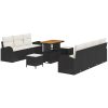 10-dels Trädgårdsofa Set med Kuddar Svart Poly Rattan Akacia vidaXL Standard – miniatyr 2