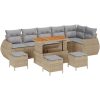 10-Dels Trädgårdsoff Set med Kuddar Beige Polyrotting Akacia vidaXL Stor – miniatyr 2