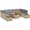 10-dels trädgårdsoff set med kuddar i beige polyrotting vidaXL 100 x 55 x 73 cm – miniatyr 2