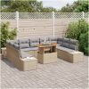 10-dels trädgårdsoff set med kuddar i beige polyrotting vidaXL 100 x 55 x 73 cm – miniatyr 3