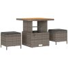 10 Piece Trädgårdsoff-set med kuddar Grå Poly Rattan Akacia vidaXL Medium – miniatyr 4