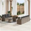 10 Piece Trädgårdsoff-set med kuddar Grå Poly Rattan Akacia vidaXL Medium – miniatyr 1