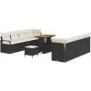 11 Dela Trädgårdsoffas Set med Kuddar Svart Poly Rattan Akacia vidaXL Stor – miniatyr 2