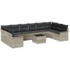 11-delad Trädgårdsoffa med Kuddar Grå Poly Rattan vidaXL 55 x 55 x 37 cm – miniatyr 2