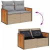 11-delad Trädgårdsoffagrupp Med Kuddar Beige Poly Rattan Akacia vidaXL Medium – miniatyr 9