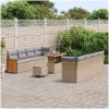 11-delad Trädgårdsoffagrupp Med Kuddar Beige Poly Rattan Akacia vidaXL Medium – miniatyr 3