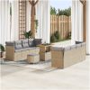 11-delad trädgårdsoffaset med kuddar beige poly rattan akacia vidaXL Stor – miniatyr 1