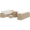 11-delad Trädgårdsoffaset med Kuddar Beige Poly Rotting Akacia vidaXL Stor – miniatyr 2