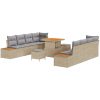11-delad trädgårdsoffset med kuddar Beige Polyrotting Akacia vidaXL Stor – miniatyr 2