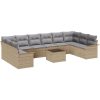 11 Delad Trädgårdssofa Set med Dynor Svart Poly Rattan vidaXL 55 x 55 x 37 cm – miniatyr 2