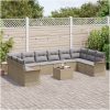 11 Delad Trädgårdssofa Set med Dynor Svart Poly Rattan vidaXL 55 x 55 x 37 cm – miniatyr 3